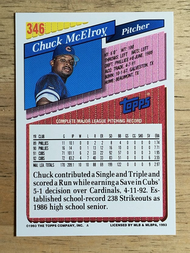 1993 Topps #346 Chuck McElroy