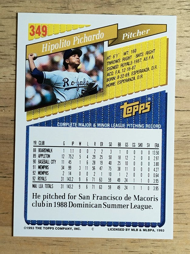 1993 Topps #349 Hipolito Pichardo