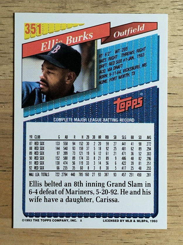 1993 Topps #351 Ellis Burks