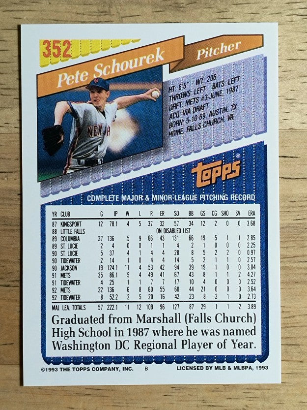 1993 Topps #352 Pete Schourek