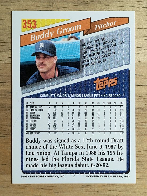 1993 Topps #353 Buddy Groom