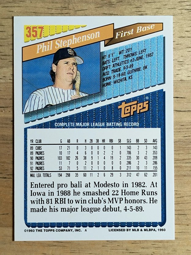 1993 Topps #357 Phil Stephenson