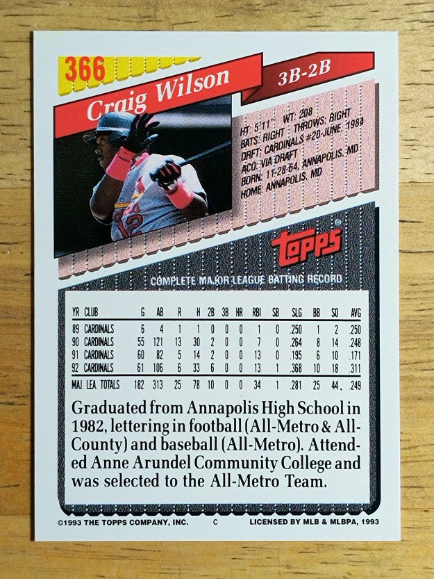 1993 Topps #366 Craig Wilson