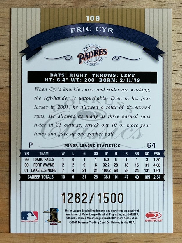 2002 Donruss Classics #109 Eric Cyr ROO