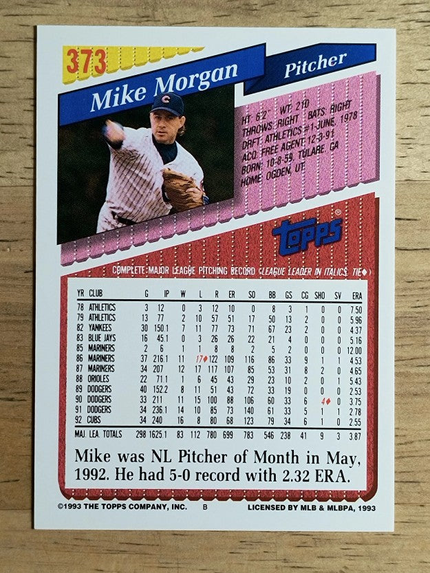 1993 Topps #373 Mike Morgan