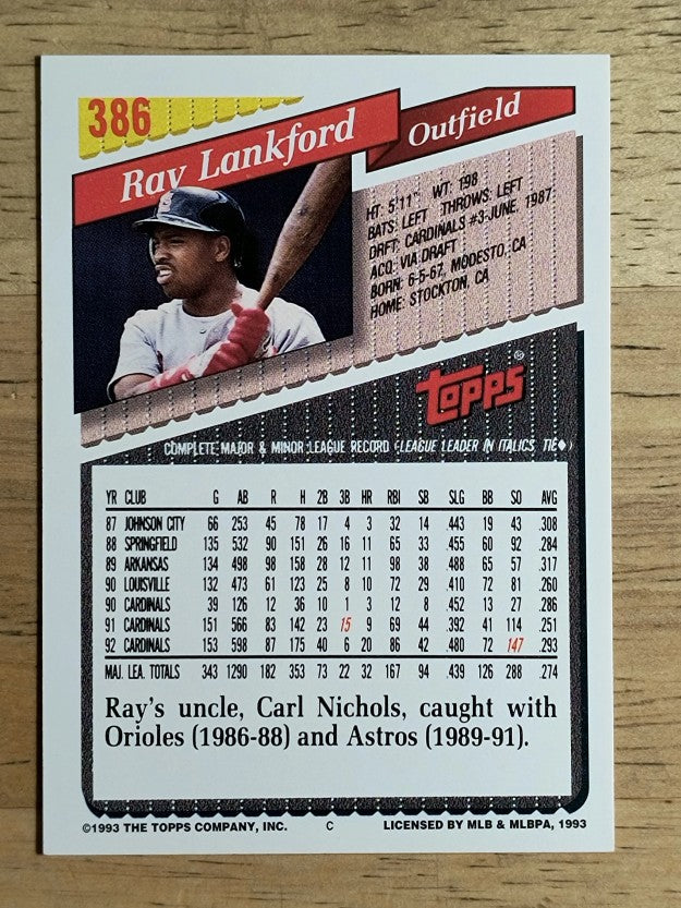 1993 Topps #386 Ray Lankford