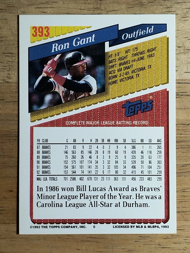 1993 Topps #393 Ron Gant