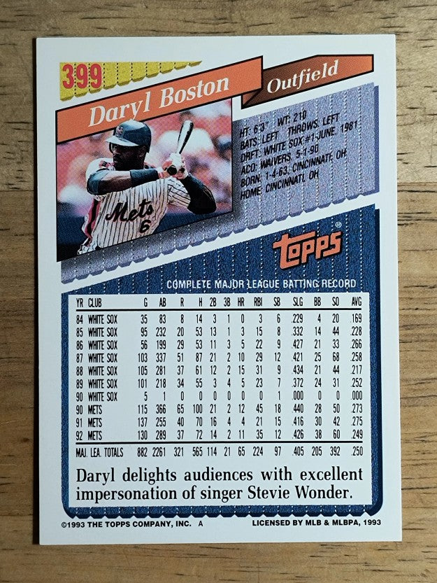 1993 Topps #399 Daryl Boston