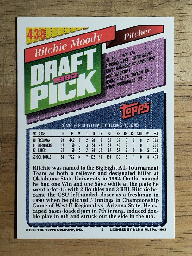 1993 Topps #438 Ritchie Moody RC