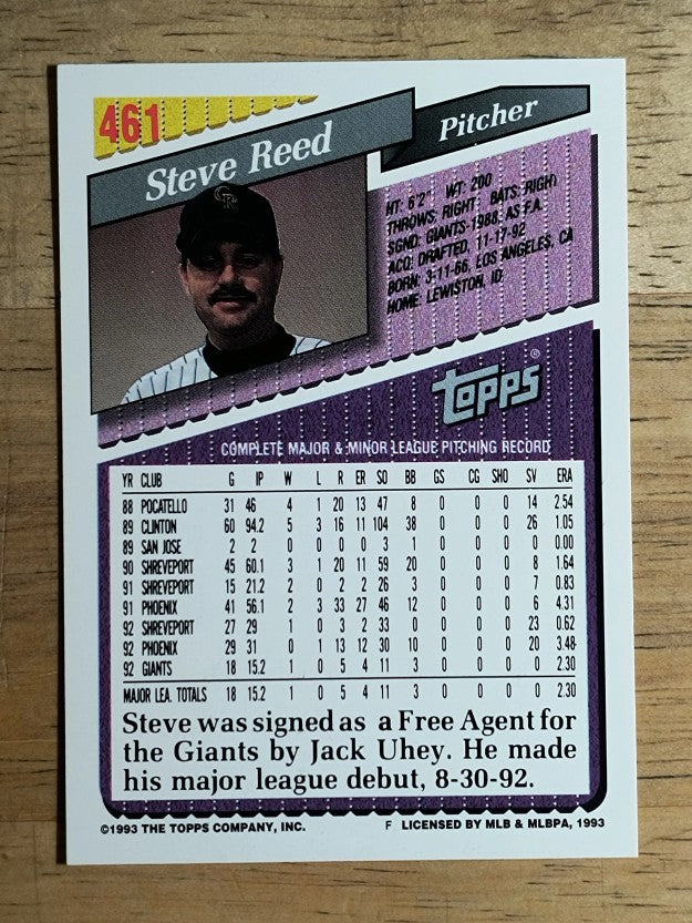 1993 Topps #461 Steve Reed RC