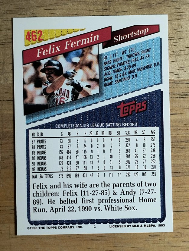 1993 Topps #462 Felix Fermin