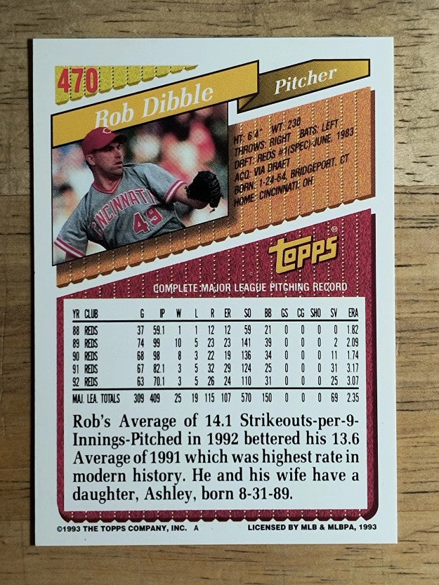 1993 Topps #470 Rob Dibble