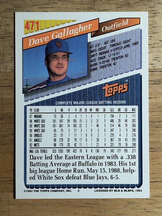 1993 Topps #471 Dave Gallagher