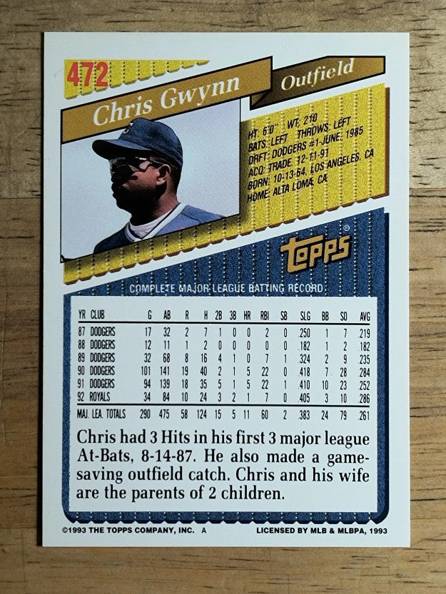 1993 Topps #472 Chris Gwynn