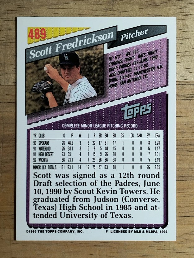1993 Topps #489 Scott Fredrickson RC