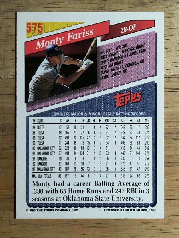 1993 Topps #575 Monty Fariss