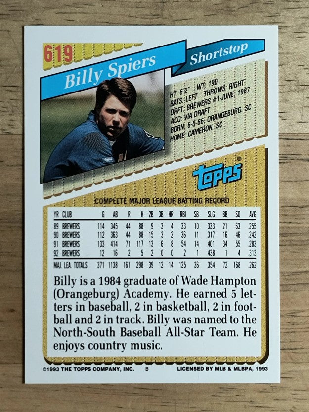 1993 Topps #619 Billy Spiers