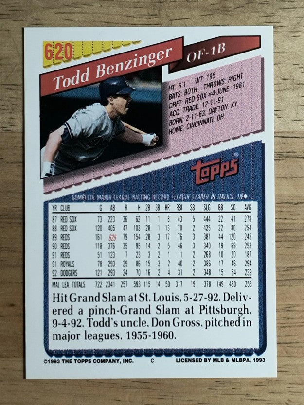 1993 Topps #620 Todd Benzinger
