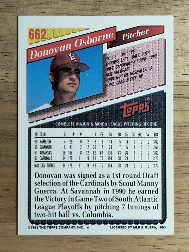 1993 Topps #662 Donovan Osborne