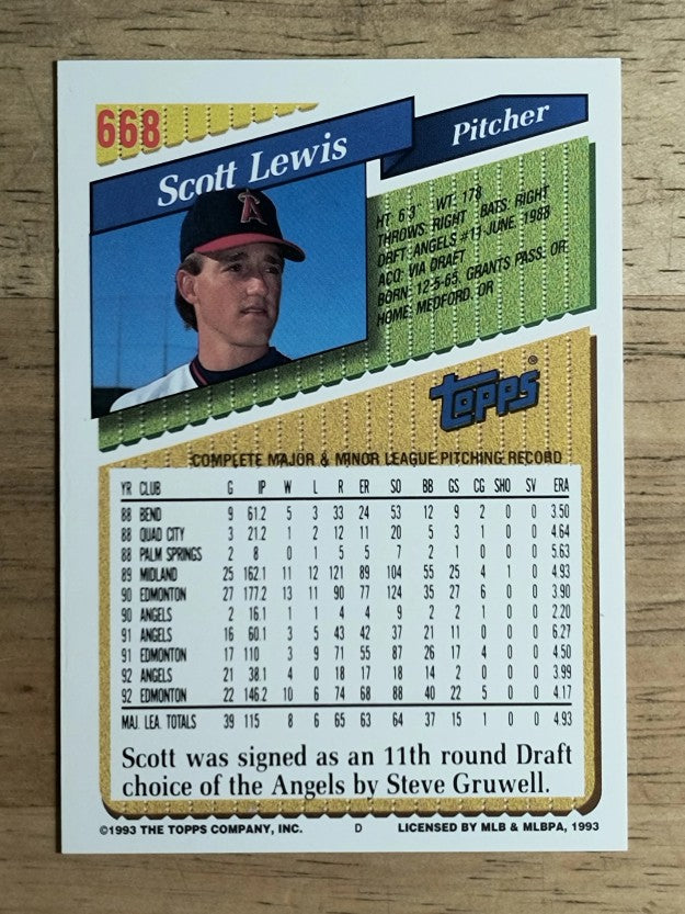 1993 Topps #668 Scott Lewis