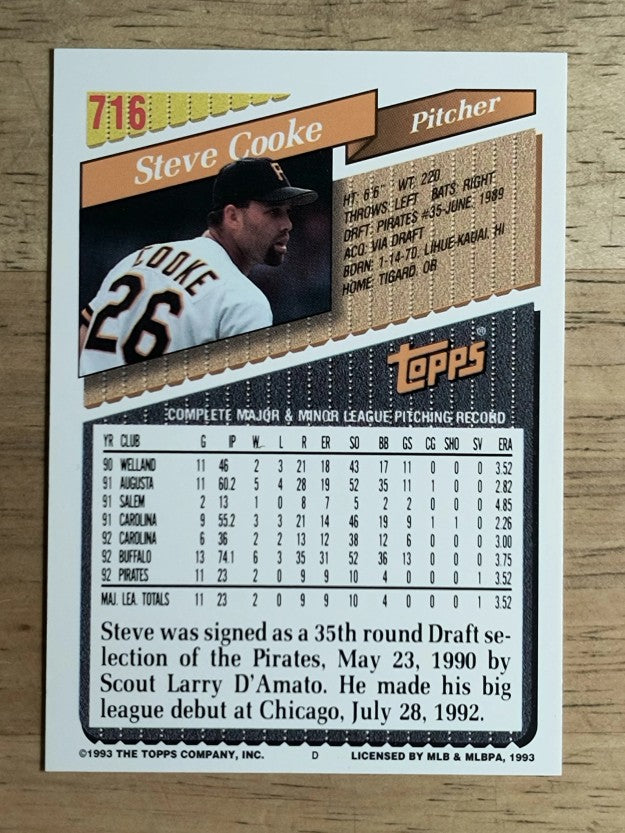1993 Topps #716 Steve Cooke