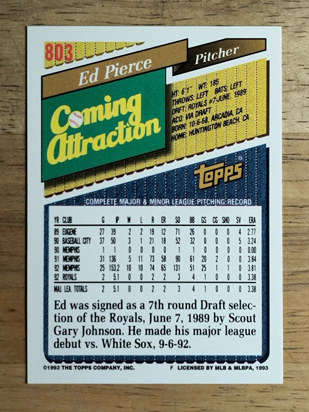 1993 Topps #803 Ed Pierce RC