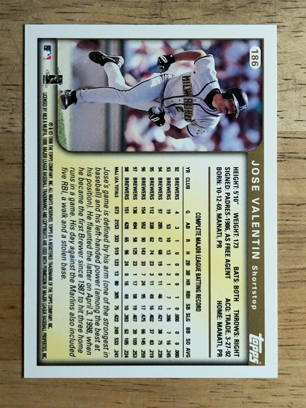 1999 Topps #186 Jose Valentin