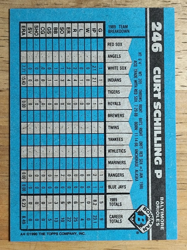 1990 Bowman #246 Curt Schilling