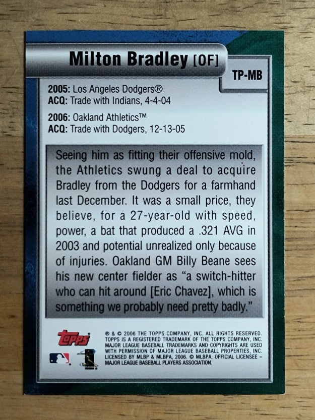 2006 Topps Trading Places #MB Milton Bradley