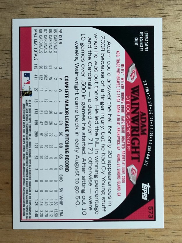 2009 Topps #573 Adam Wainwright