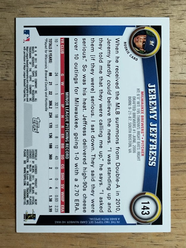 2011 Topps #143 Jeremy Jeffress RC