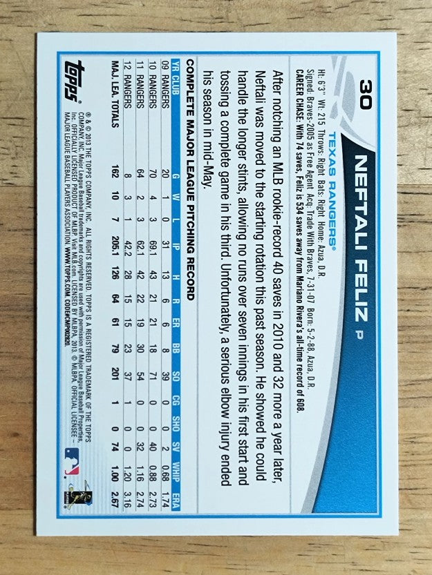 2013 Topps #30 Neftali Feliz