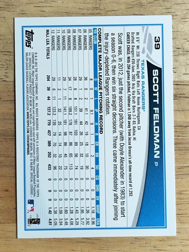 2013 Topps #39 Scott Feldman