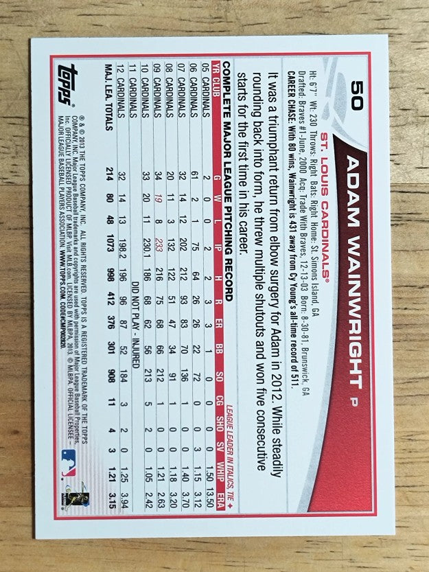 2013 Topps #50 Adam Wainwright