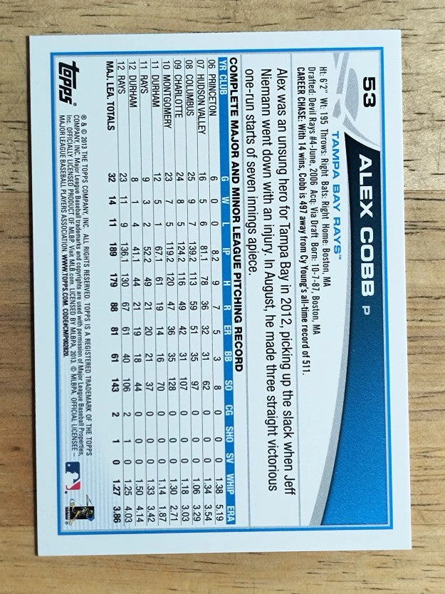 2013 Topps #53 Alex Cobb