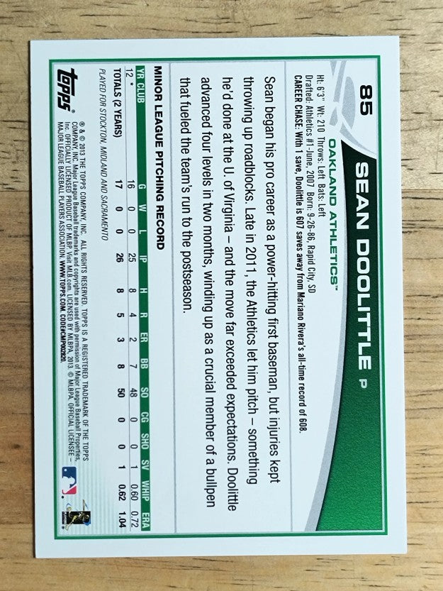 2013 Topps #85 Sean Doolittle RC