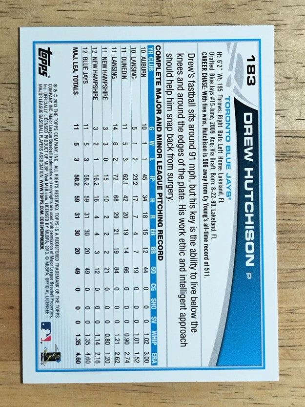 2013 Topps #183 Drew Hutchison