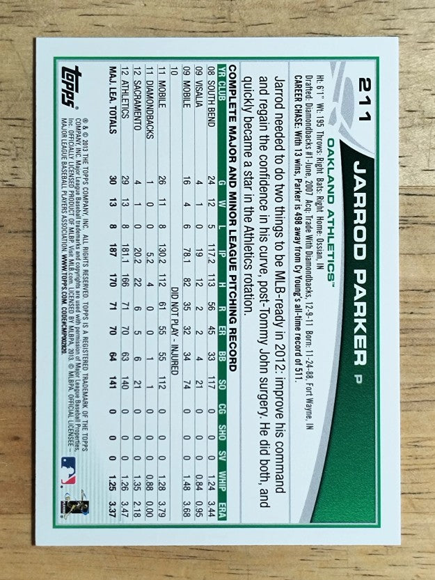 2013 Topps #211 Jarrod Parker