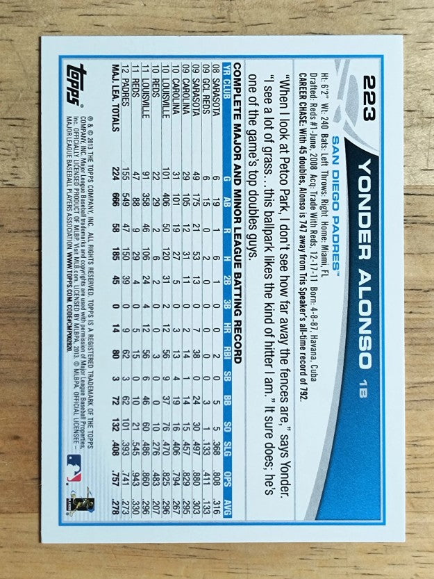 2013 Topps #223 Yonder Alonso