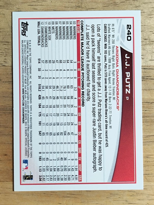 2013 Topps #240 J.J. Putz
