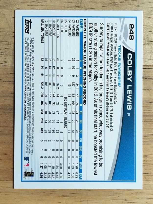 2013 Topps #248 Colby Lewis