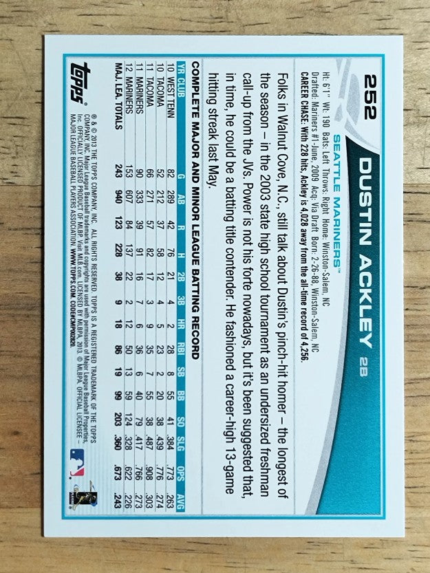 2013 Topps #252 Dustin Ackley