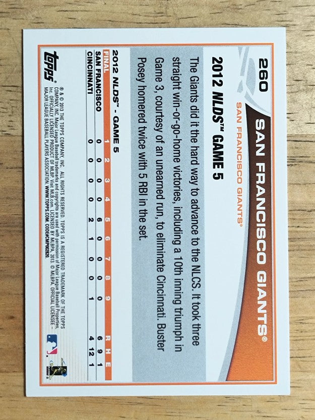 2013 Topps #260 San Francisco Giants