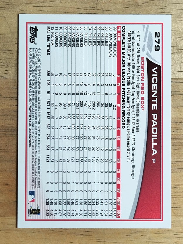 2013 Topps #279 Vicente Padilla