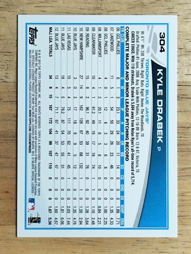 2013 Topps #304 Kyle Drabek