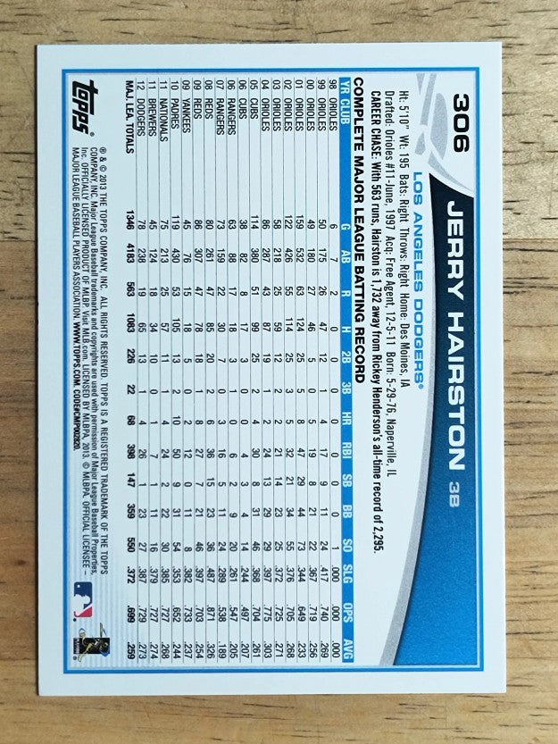 2013 Topps #306 Jerry Hairston