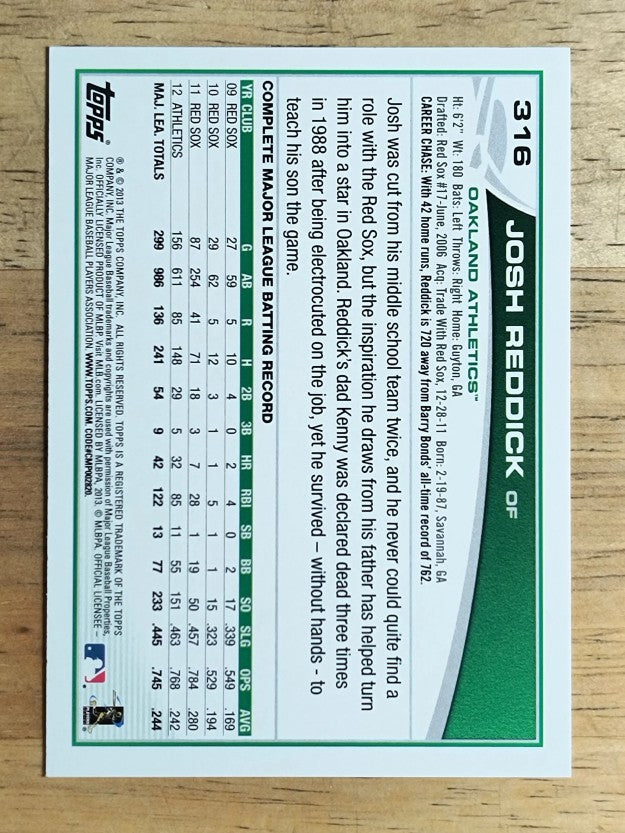 2013 Topps #316A Josh Reddick