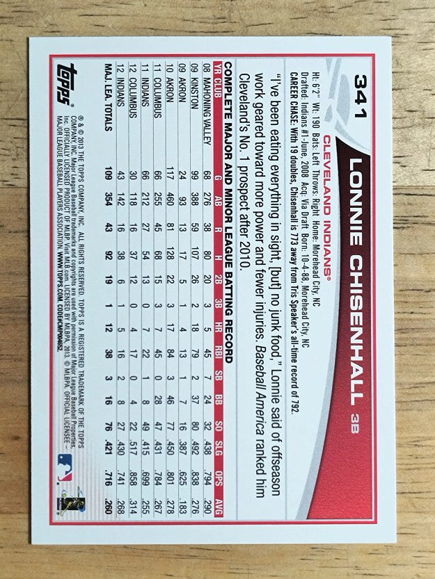 2013 Topps #341 Lonnie Chisenhall