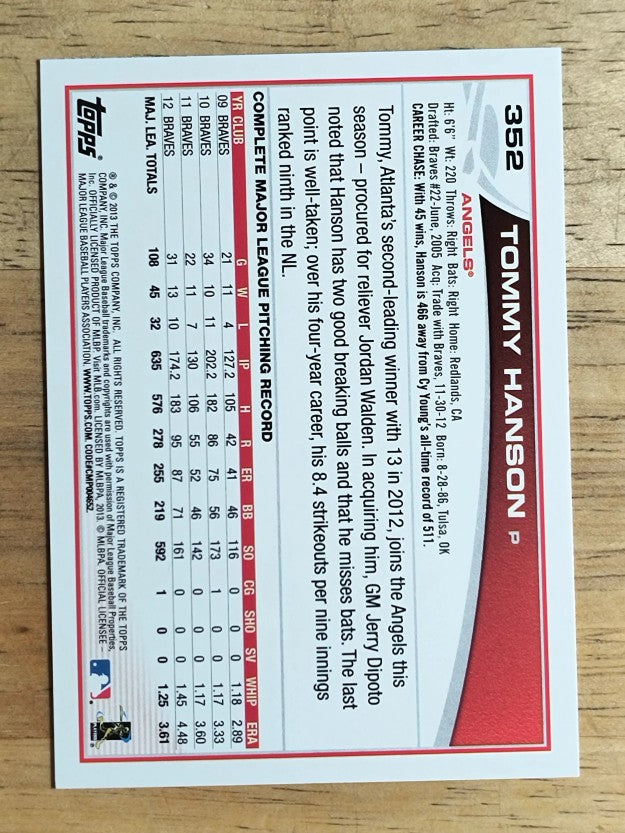 2013 Topps #352 Tommy Hanson