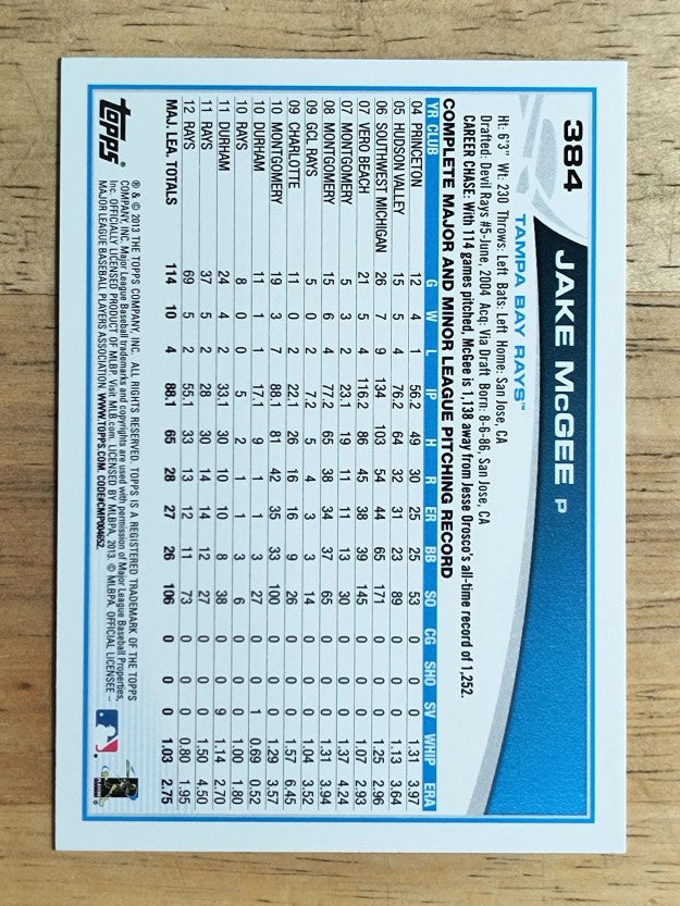 2013 Topps #384 Jake McGee